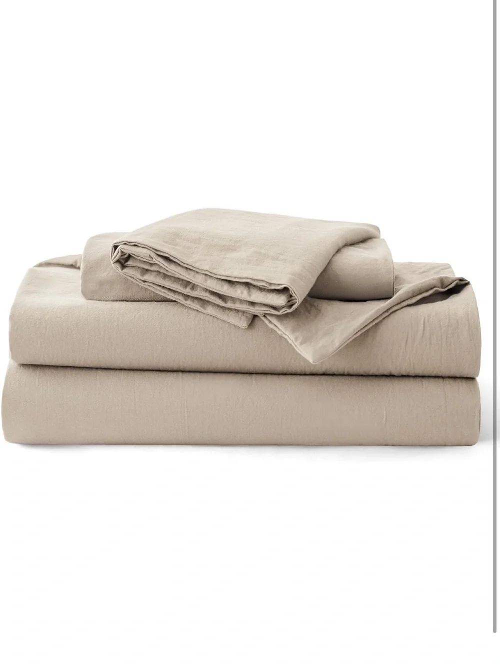 NEW Bedsure 100% Washed Cotton Duvet Cover Set. Frosted Almond Minimalist Beddin